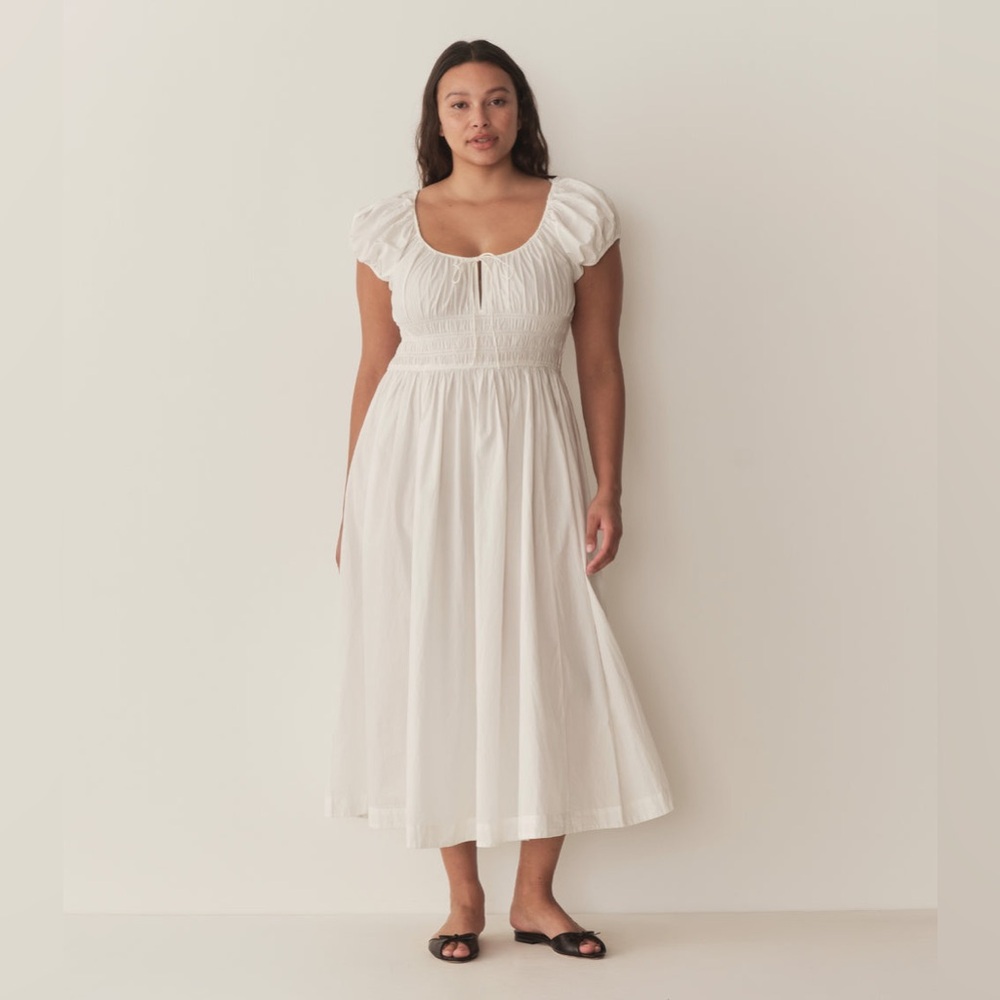 DÔEN Quinn organic cotton-poplin midi dress in 'Salt' - Picture 4 of 17